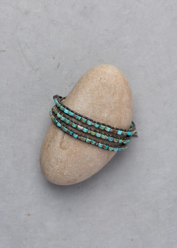 Arizona Turquoise Heishi 3x Wrap Bracelet - Image 4