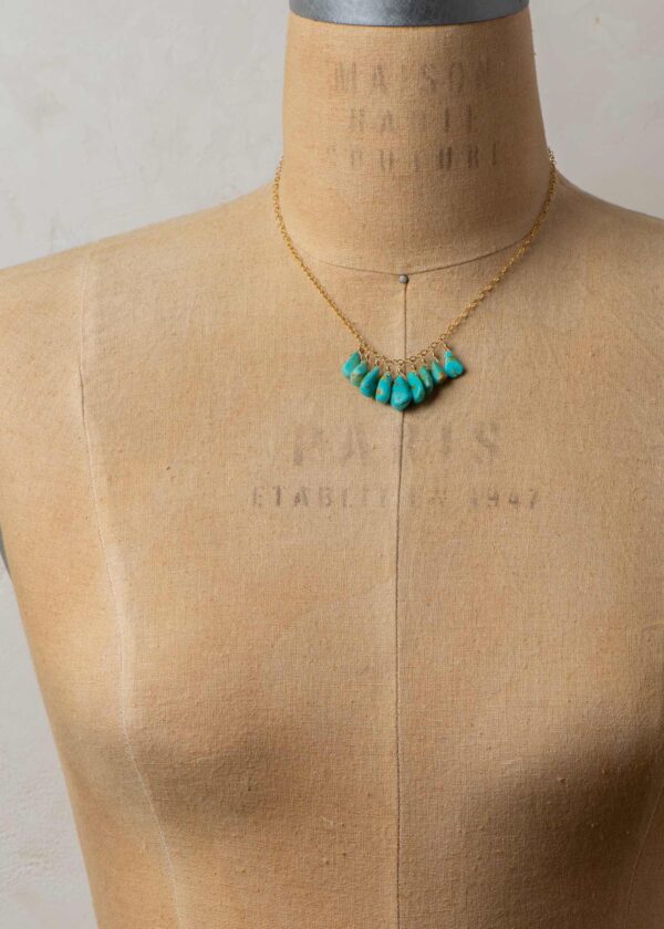 Arizona Turquoise Fringe Necklace in Gold - Image 3