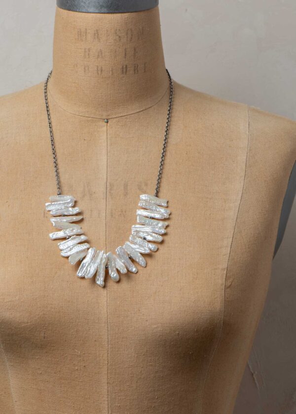 Biwa Pearl & Silver Necklace - Image 5