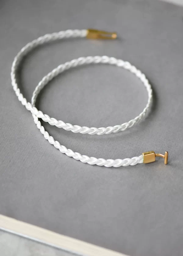 Braided Leather Bracelet in Pearl - Image 4