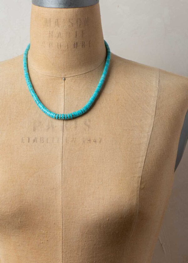 Turquoise Graduated Heishi Necklace - Image 3