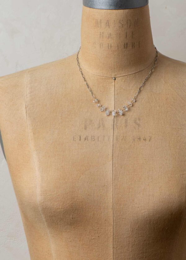 Herkimer Quartz "Diamond" Necklace in Oxidized Silver & Gold - Image 3