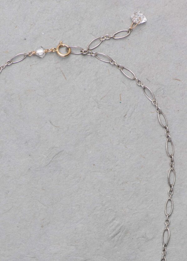 Herkimer Quartz "Diamond" Necklace in Oxidized Silver & Gold - Image 5