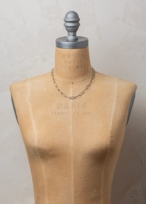 Paperclip Chain Necklace in Oxidized Silver - Image 3