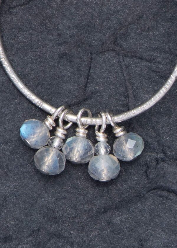 Labradorite Hoop Earrings in Silver - Image 3