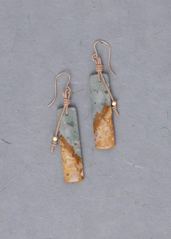 Owyhee Jasper & Leather Earrings in Silver - Image 3