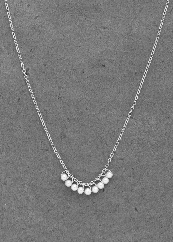 Petite Pearl Fringe Necklace in Silver - Image 4