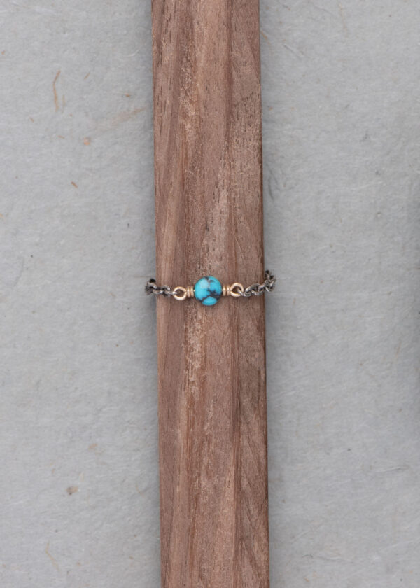 Tiny Turquoise Coin Chain Rings - Image 3