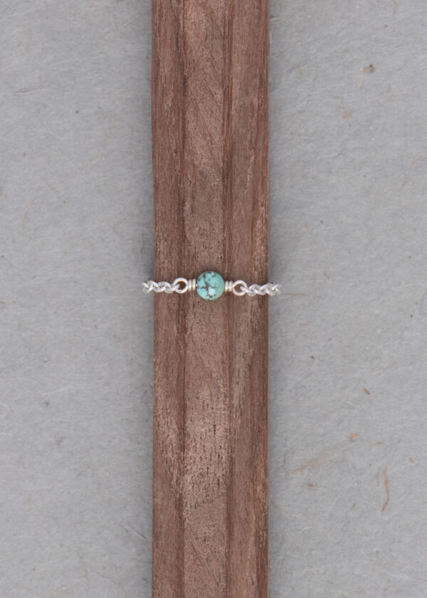 Tiny Turquoise Coin Chain Rings - Image 5