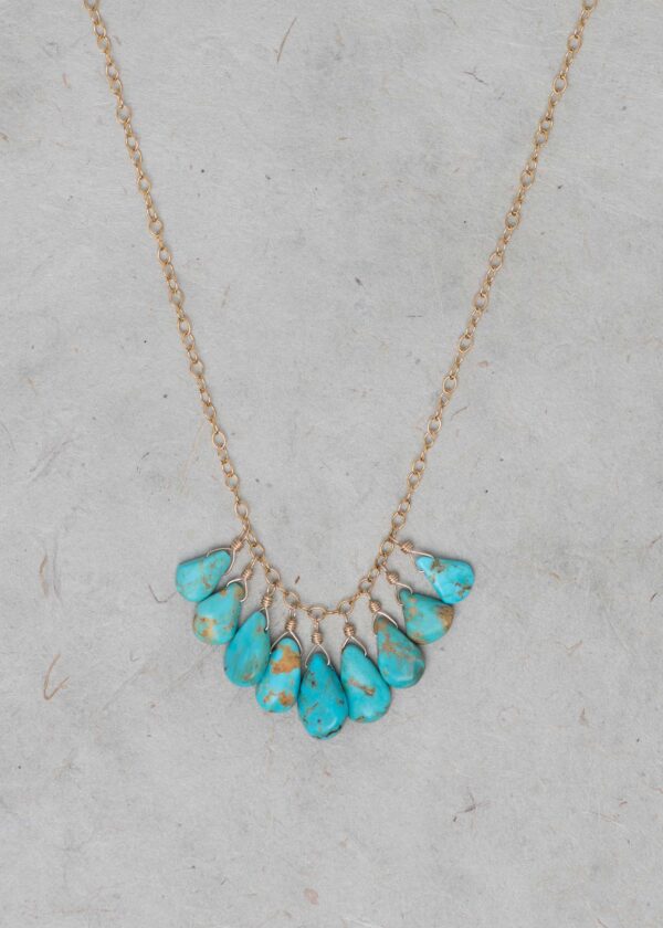 Arizona Turquoise Fringe Necklace in Gold - Image 4