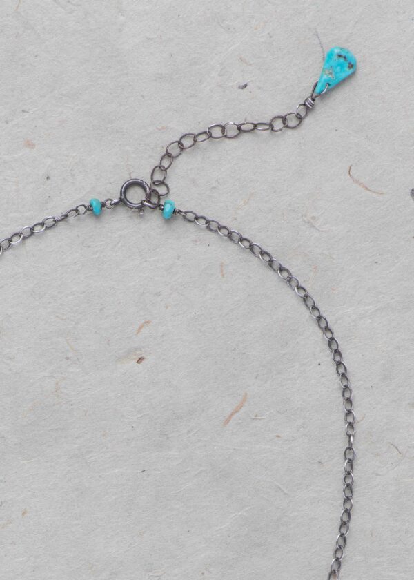 Arizona Turquoise Fringe Necklace in Oxidized Silver - Image 4