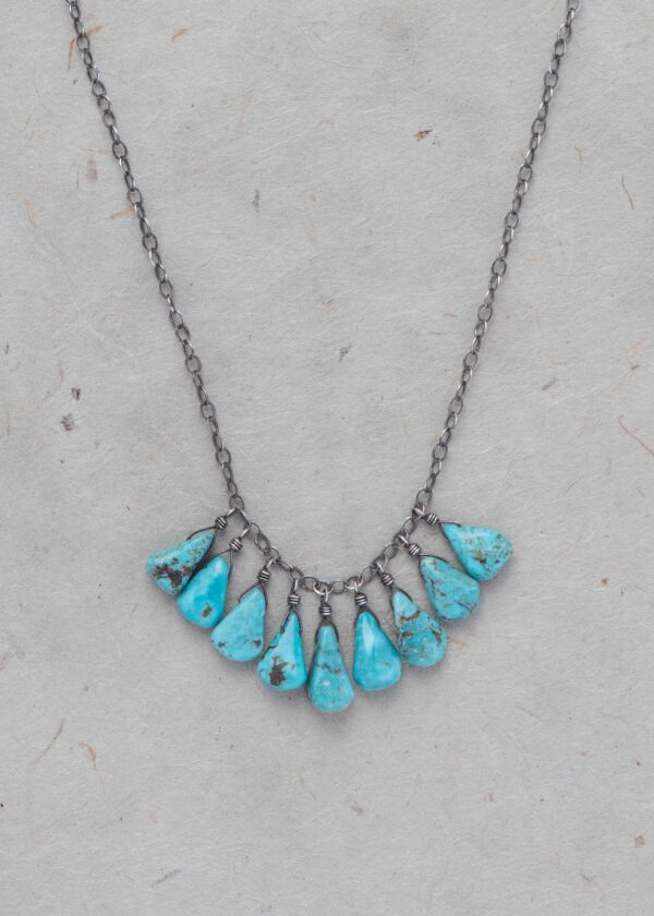 Arizona Turquoise Fringe Necklace in Oxidized Silver - Image 3