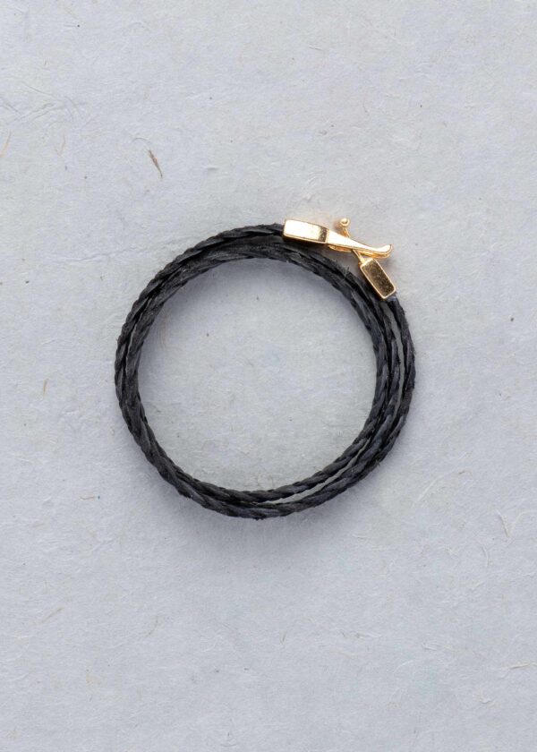 Braided Leather Bracelet in Black - Image 3