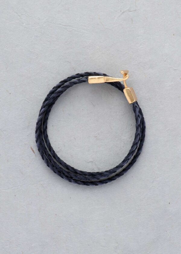 Braided Leather Bracelet in Navy - Image 3