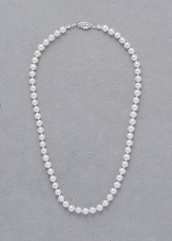 Classic Knotted Pearl Necklace in Silk - Image 6