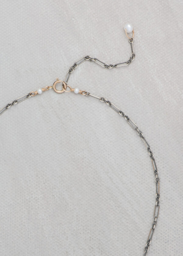 Coin Pearl Necklace in Oxidized Silver - Image 4