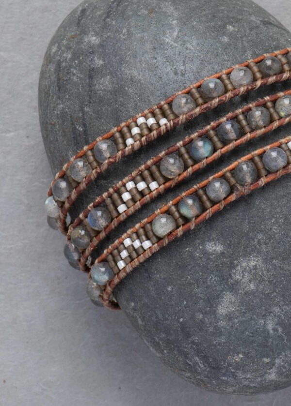 Labradorite & Leather Wrap Bracelet - Image 3