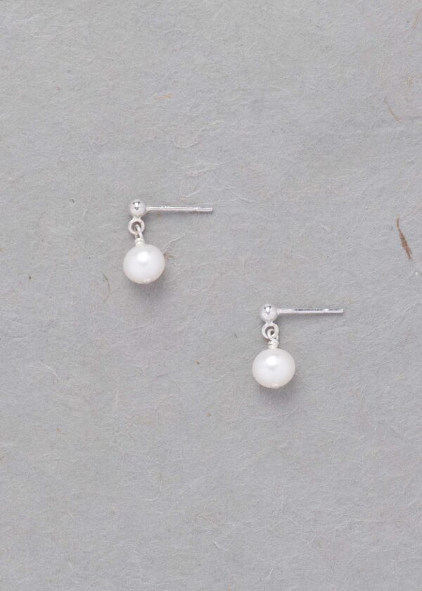 Cultured Pearl Drop Earrings in Silver - Image 3