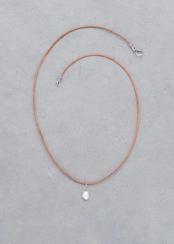 SPJ x The Space Gal "Disruptors" Petite Pearl Necklace in Charcoal Leather - Image 4