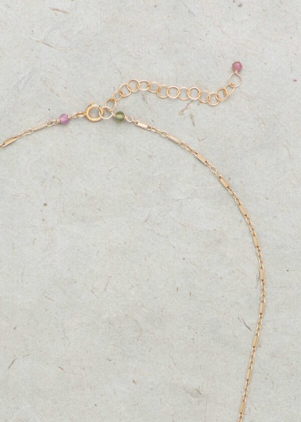 Watermelon Tourmaline Bar Necklace in Gold - Image 5