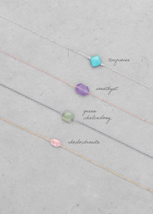 Gemstone Solitaire Choker in Silver, Gold or Rose Gold - Image 4