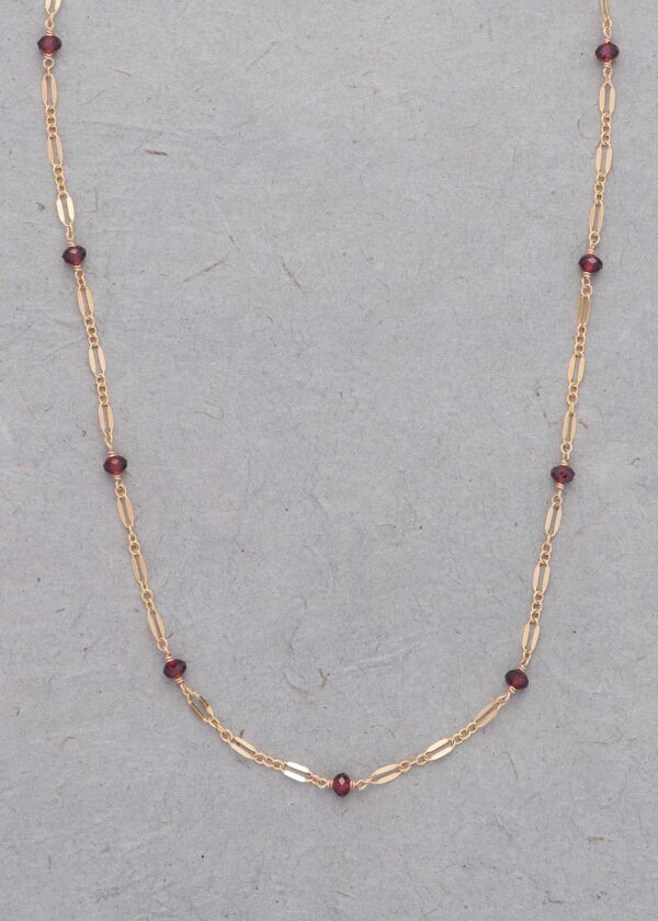 Garnet Station Necklace in Gold - Image 3