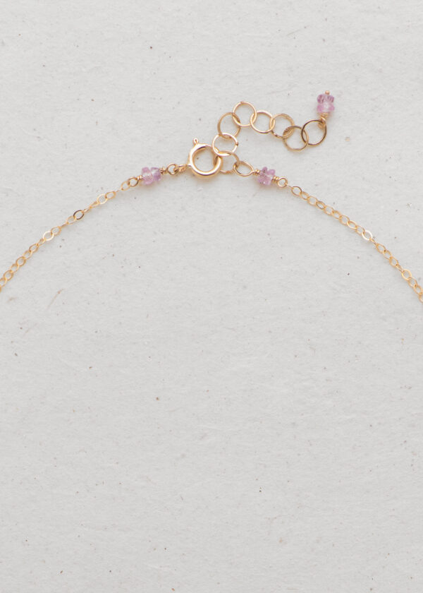 Lavender Pink Sapphire Bar Necklace in 18Kt Gold - Image 5