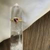 Garnet & Gold Band with Crystal Square