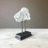 large blue-white mineral crystal specimen with steel display stand 2