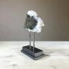 large blue-white mineral crystal specimen with steel display stand 6