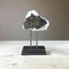 large blue-white mineral crystal specimen with steel display stand 8.