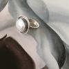 Coin Pearl Sterling Ring Abstract 1800