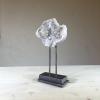 white and gray crystal specimen large steel display 3