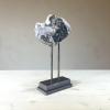 white and gray crystal specimen large steel display 6