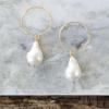 Baroque-Pearl Earrings in Gold Marble-Woodgrain